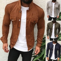 Fashion Solid Color Long Sleeve Stand Collar Men's Thin Jacket