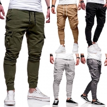Fashion Solid Color Side-pocket Men's Casual Pants