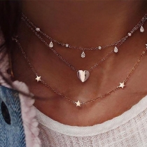 Fashion Heart Pendant Multi-layer Necklace