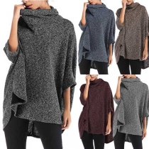 Fashion Dolman Sleeve Cowl Neck High-low Hem Cloak-style Top