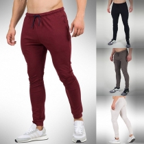 Fashion Solid Color Drawstring Waist Men's Casual Pants