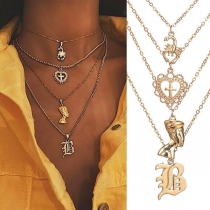 Fashion Gold-tone Alloy Multi-layer Necklace