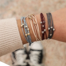 Simple Style Alloy Beaded Multi-layer Bracelet Set 4 pcs/Set