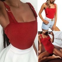 Sexy Backless Solid Color Solid Color Sling Bodysuit