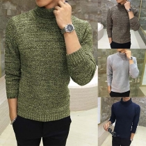 Fashion Solid Color Long Sleeve Turtleneck Men's Sweater