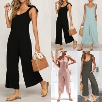 Sexy Backless V-neck Solid Color Sling Jumpsuit