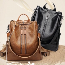 Fashion Solid Color Multifunctional PU Leather Backpack