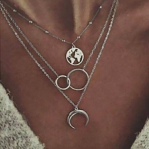 Fashion Crescent Pendant Multi-layer Necklace