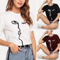 Simple Style Short Sleeve Round Neck Printed T-shirt
