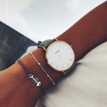 Chic Style Fishbone Beaded Bracelet Set 2 pcs/Set