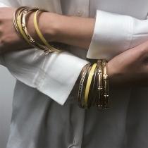 Simple Style Gold-tone Multi-layer Alloy Bracelet