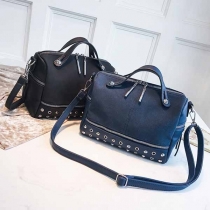 Fashion Contrast Color Multi-function Riverts Canvas Shoulder Handbag Bag