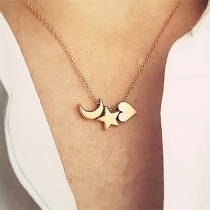 Simple Style Heart Crescent Star Pendant Alloy Necklace