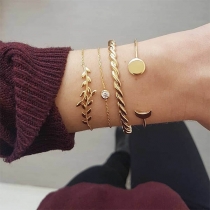 Simple Style Gold-tone Alloy Bracelet Set 4 pcs/Set