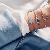 Fashion Elephant Hollow Out Heart Bracelet Set 3 pcs/Set