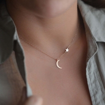Simple Style Crescent Pendant Alloy Necklace