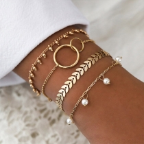 Fashion Fish-bone Alloy Bracelet Set 4 pcs/Set