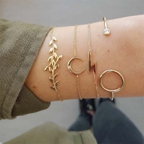 Fashion Gold-tone Tree Branch Bracelet Set 4 pcs/Set 
