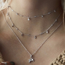 Fashion Silver-tone Cross Pendant Alloy Necklace 