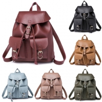 Fashion Solid Color PU Leather Backpack