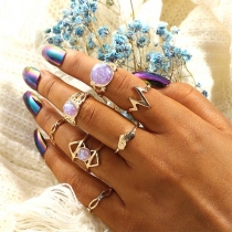 Fashion Imitation Purple-crystal Inlaid Ring Set 7 pcs/Set