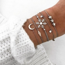 Fashion Snowflake Star Crescent Pendant Bracelet Set 5 pcs/Set