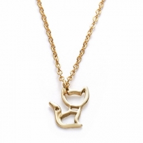 Fashion Solid Color Hollow Out Cat Alloy Pendant Necklace