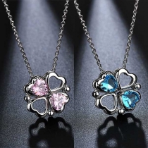 Fashion Rhinestone Heart-shaped Artifical Crystal Alloy Pendant Necklace