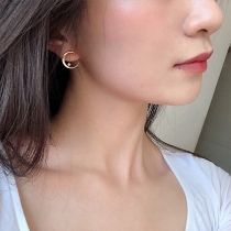 Fashion Rhinestone Inlaid Crescent Shaped Stud Earrings