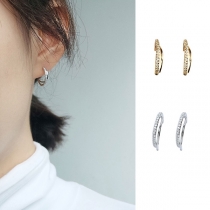 Fashion Rhinestone Inlaid Semicircle Shaped Stud Earrings 