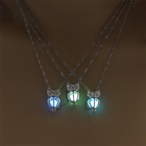 Fashion Solid Color Noctilucence Owl Shaped Pendant Sweater Chain