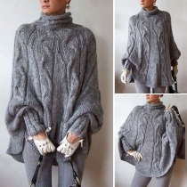 Fashion Dolman Sleeve Turtleneck Cloak-style Sweater 