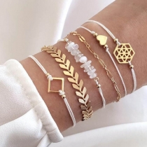 Fashion Hollow Out Pentagram Square Pendant Bracelet Set 6 pcs/Set 