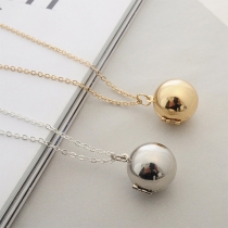Fashion Solid Color Hollow Out Ball Pendant Necklace