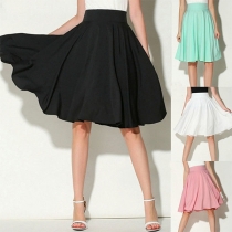 Fashion Solid Color High Waist Skirt
