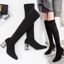 Fashion Thick Heel Pointed Toe Over-the-knee Boots
