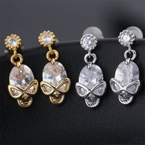 Fashion Rhinestone Inlaid Skull-head Shaped Stud Earrings 