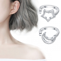 Fresh Style Hollow Out Star Crescent Shaped Ear Clips 