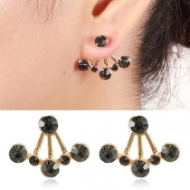Fashion Colored Rhinestone Inlaid Stud Earrings
