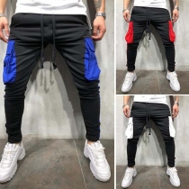 Fashion Contrast Color Side-pocket Men's Casual Pants 