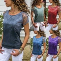 Fashion Ripped Short Sleeve Round Neck T-shirt