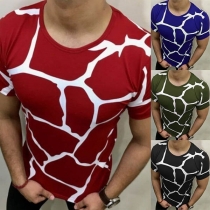 Fashion Short Sleeve Round Neck Men's Printed T-shirt 