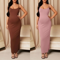 Sexy Backless Solid Color Slim Fit Sling Maternity Dress