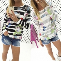 Fashion Long Sleeve Round Neck Printed T-shirt