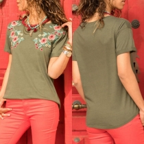Fashion Short Sleeve Round Neck Printed T-shirt