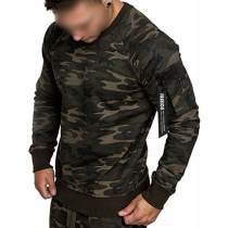 Fashion Long Sleeve Round Neck Camouflage Printed Men's T-shirt