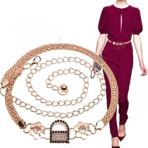 Fashion Alloy Rhinestone Lock Shaped Waist Chain 
