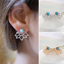 Fashion Artifical Gem Flower Shaped Ear Stud