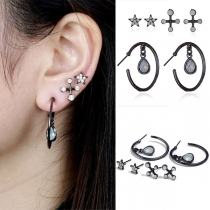 Fashion Rhinestone Inalid Stud Earring Set 3 pair/Set