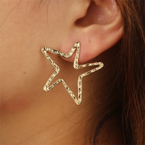 Fashion Gold-tone Distorted Pentagram Shaped Stud Earring